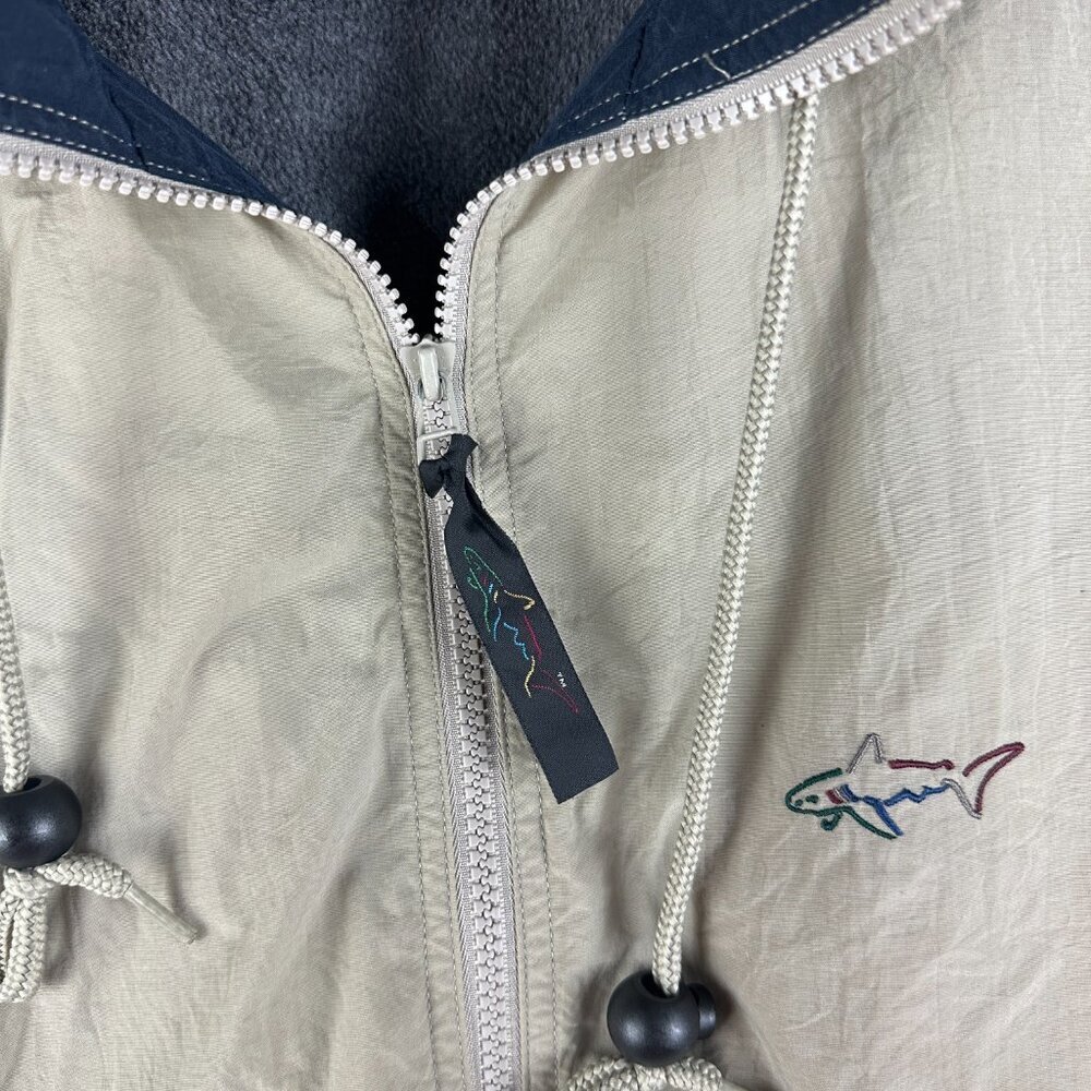 Greg Norman Jacket Mens Large Tan Nylon Fleece Lined Full Zip Hidden Hood - Picture 4 of 8